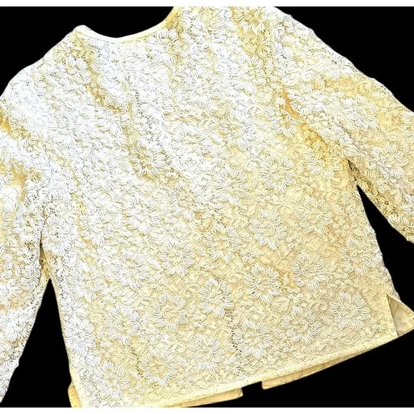 Chic Vintage 50s 60s Beaded All Over Cardigan Sweater In‎ White S-M